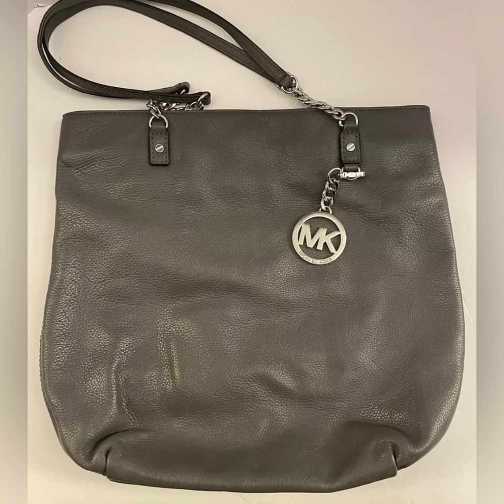 Michael Kors Gray Leather Large Shoulder Bag
